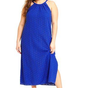 NWoT A New Day – Blue Crochet Maxi Tie-Back Dress in cobalt blue (S)